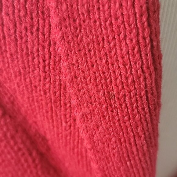 CRAZY HORSE Red Grandpa Collared Deep V-Neck Knit Button Cardigan Sweater L VTG - Picture 8 of 13